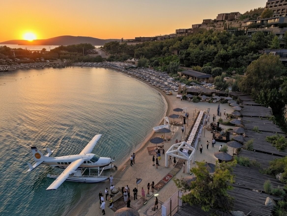 Бухта у отеля Lujo Bodrum на закате
